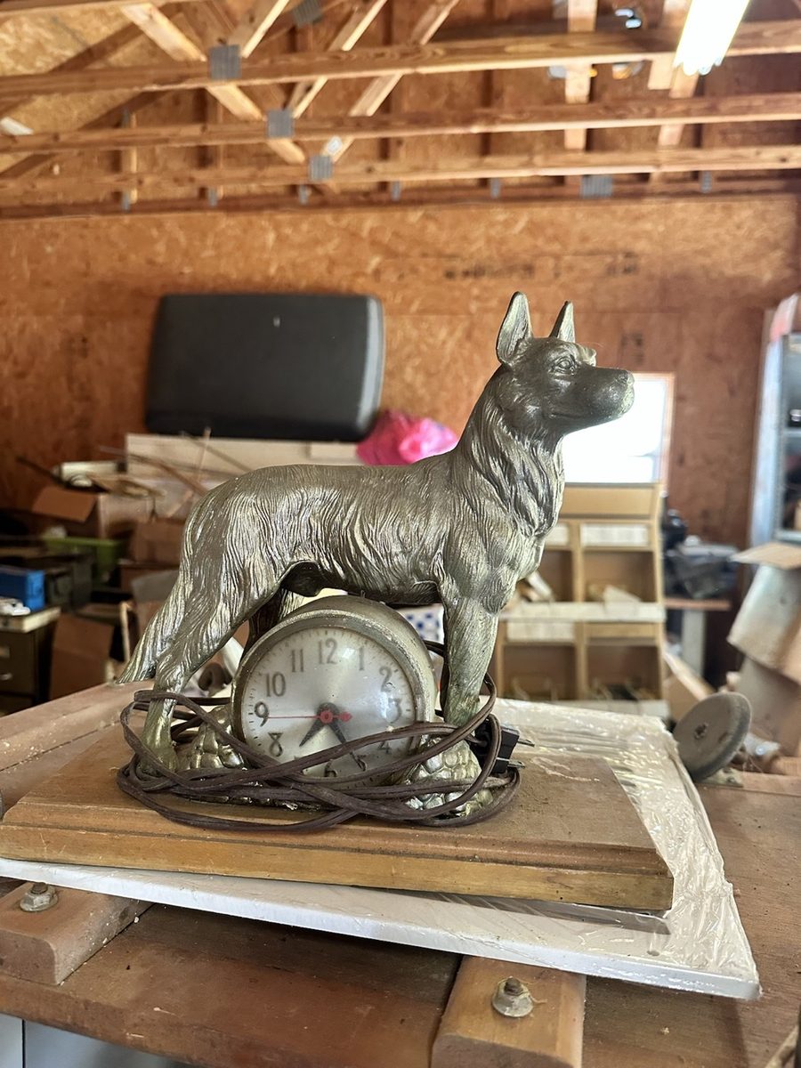 Vintage German shepherd novelty clock