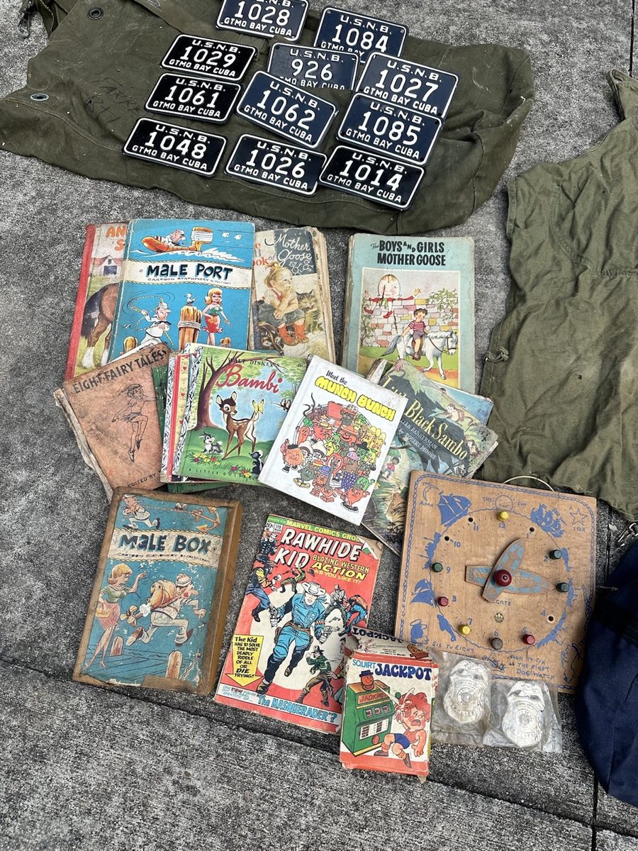 Collection of vintage comics, illustrated books, and games